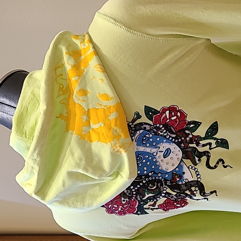 Ed Hardy light lime cotton sweatshirt with gorgeous embellishments Size M - Picture 7 of 16